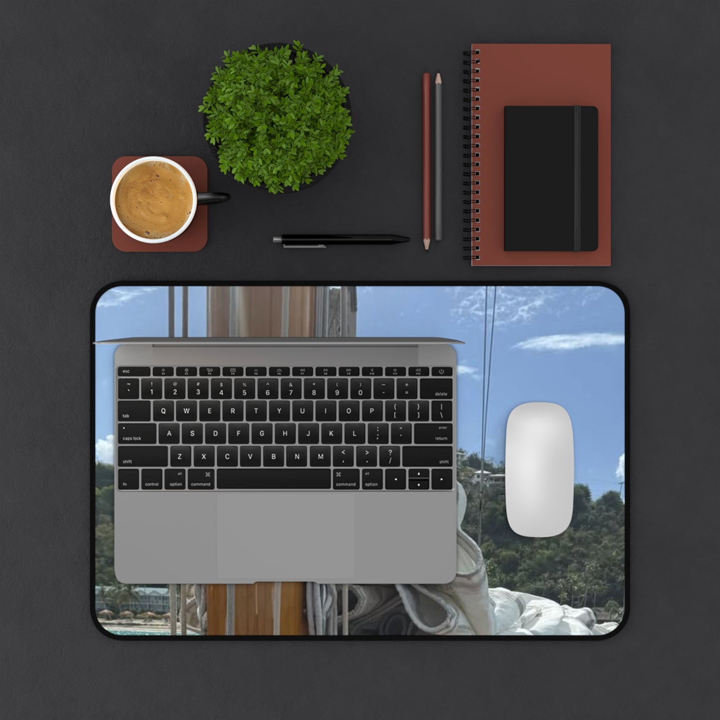 Sailboat Rigging Desk Mat — Nautical Seascape Mouse Pad