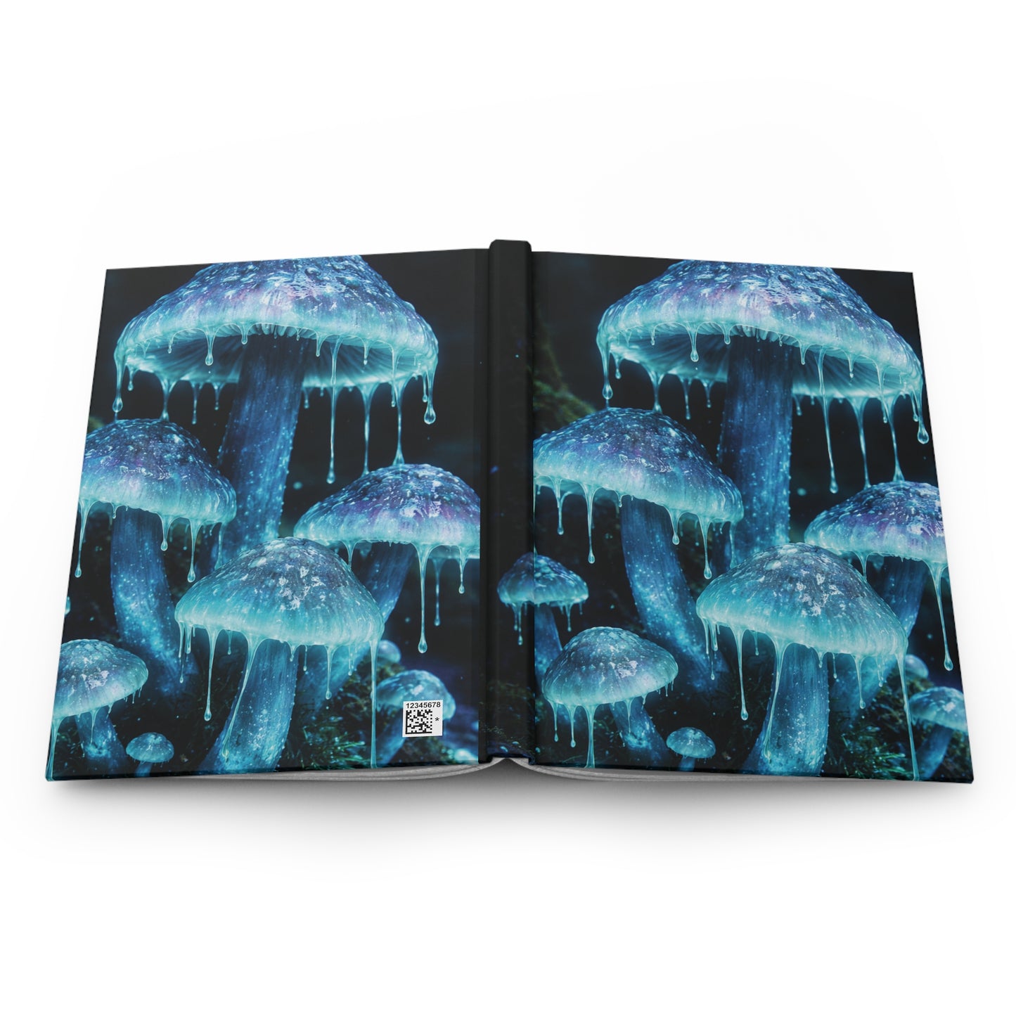 Glowing Blue Mushroom Hardcover Journal