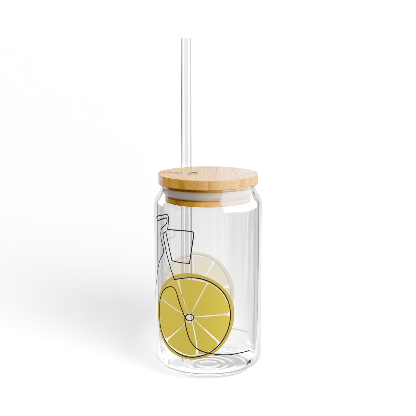 Lemon Sipper Glass with Bamboo Lid, 16oz