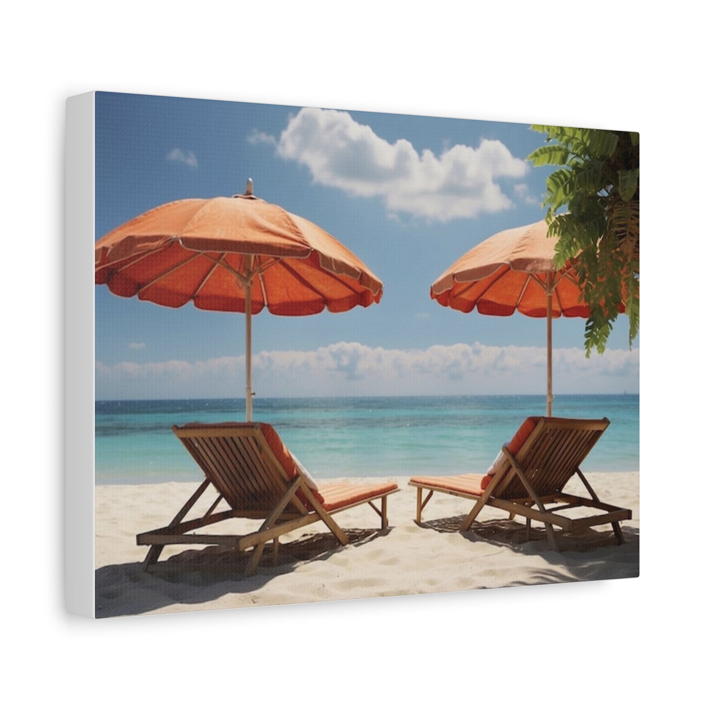 Peaceful moments Canvas Print - Tropical Umbrellas & Loungers Matte Stretched Wall Art