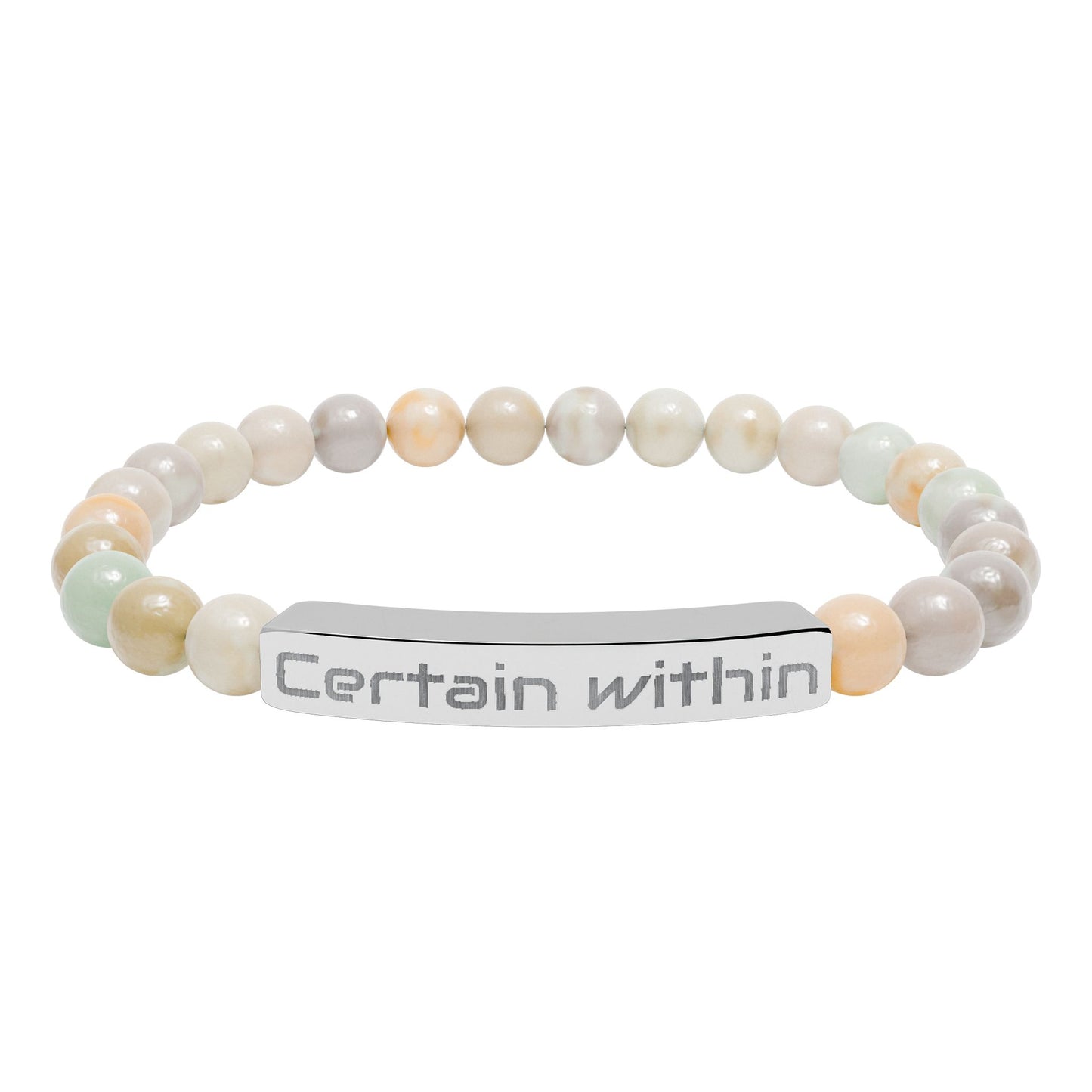 Engraved 'Certain Within' Natural Stone Stretch Bracelet — Beaded Bar Bracelet for Women & Men