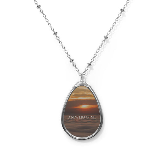 Sunset Oval Photo Necklace — Personalized Teardrop Pendant