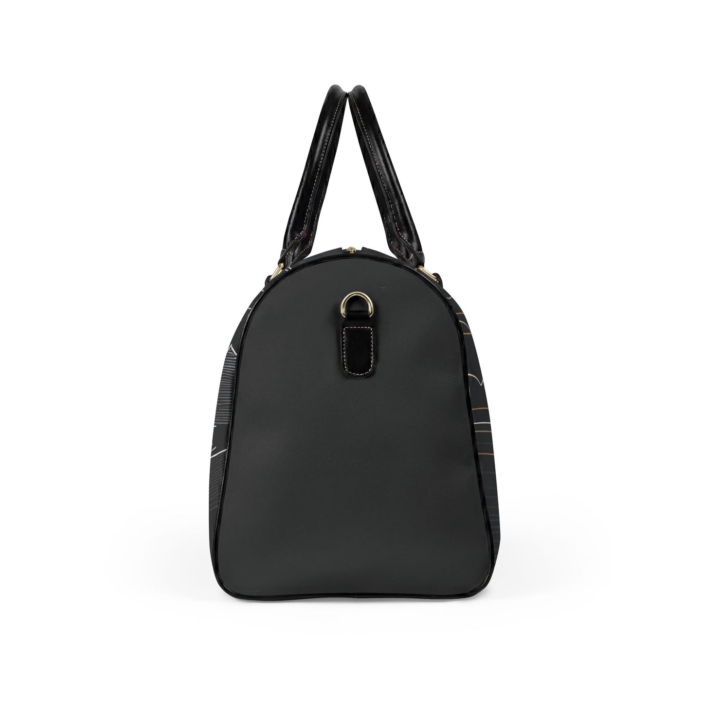 Moonlit Mountain Leather Bag — Hand-Drawn Nightscape Duffel