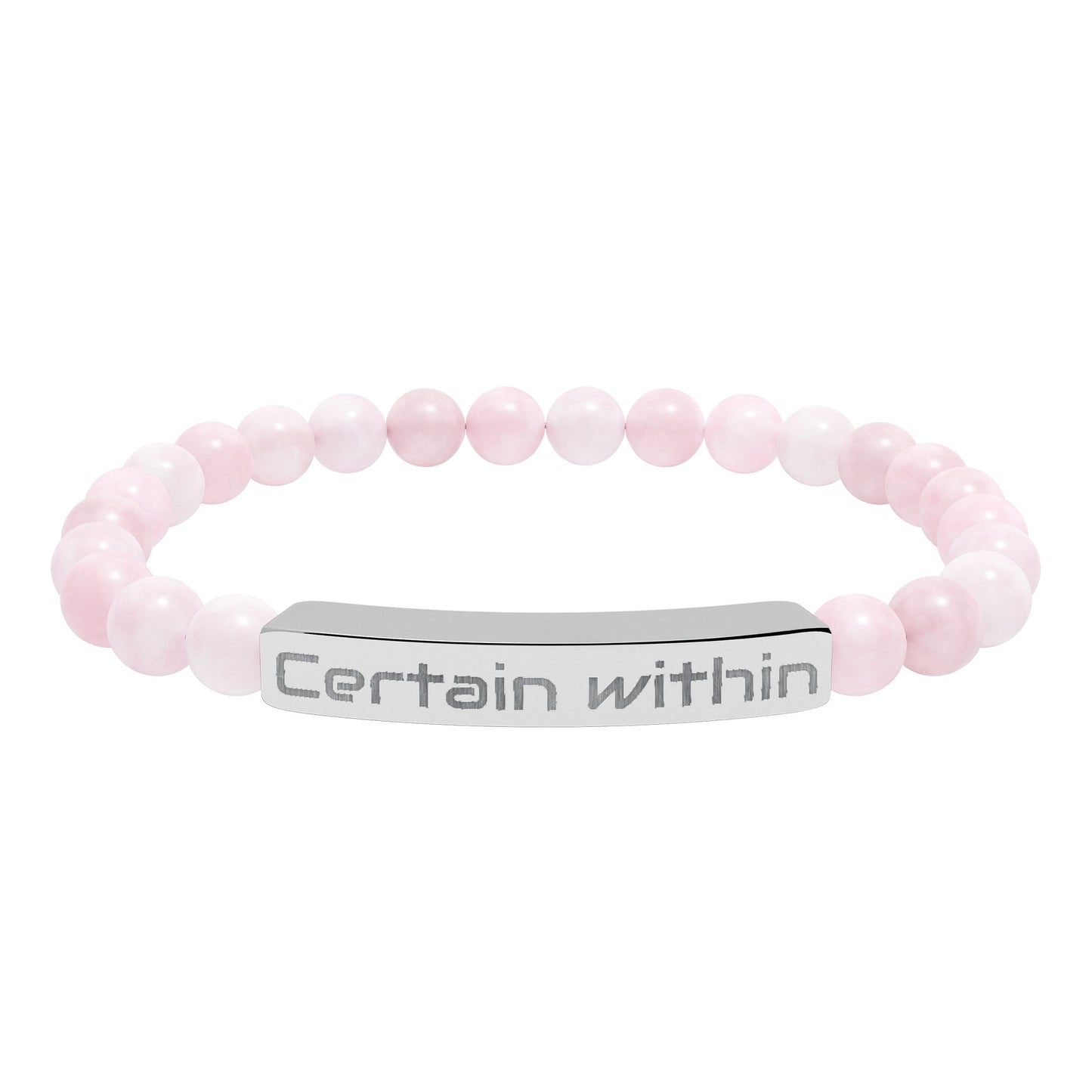 Engraved 'Certain Within' Natural Stone Stretch Bracelet — Beaded Bar Bracelet for Women & Men