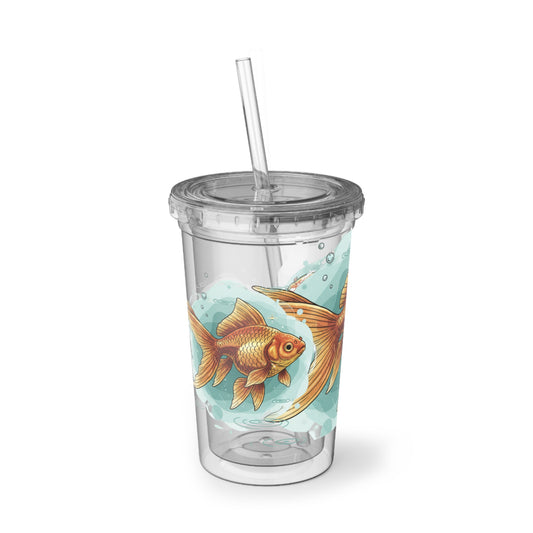 Goldfish Acrylic Tumbler with Straw – Vibrant Koi Fish Design