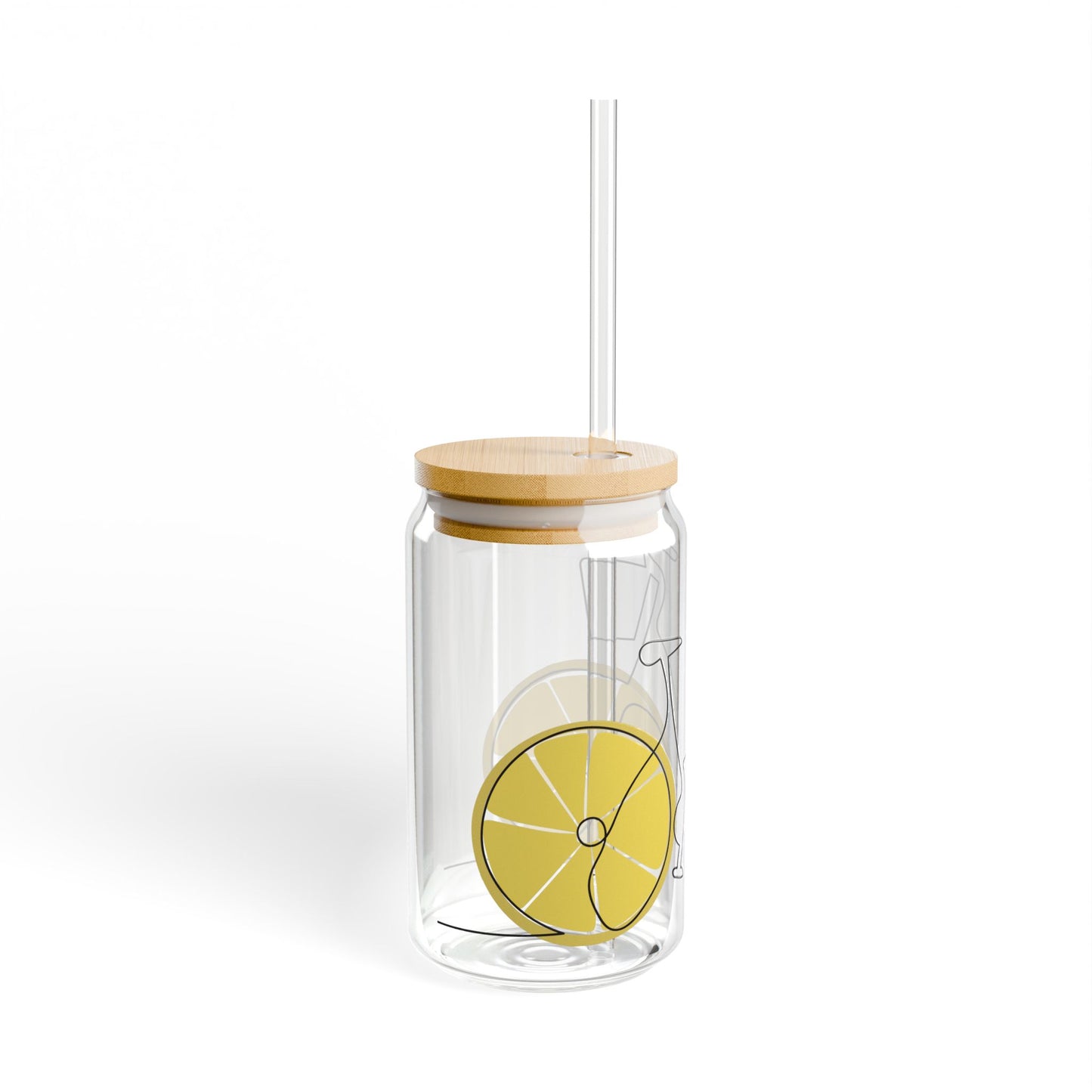 Lemon Sipper Glass with Bamboo Lid, 16oz