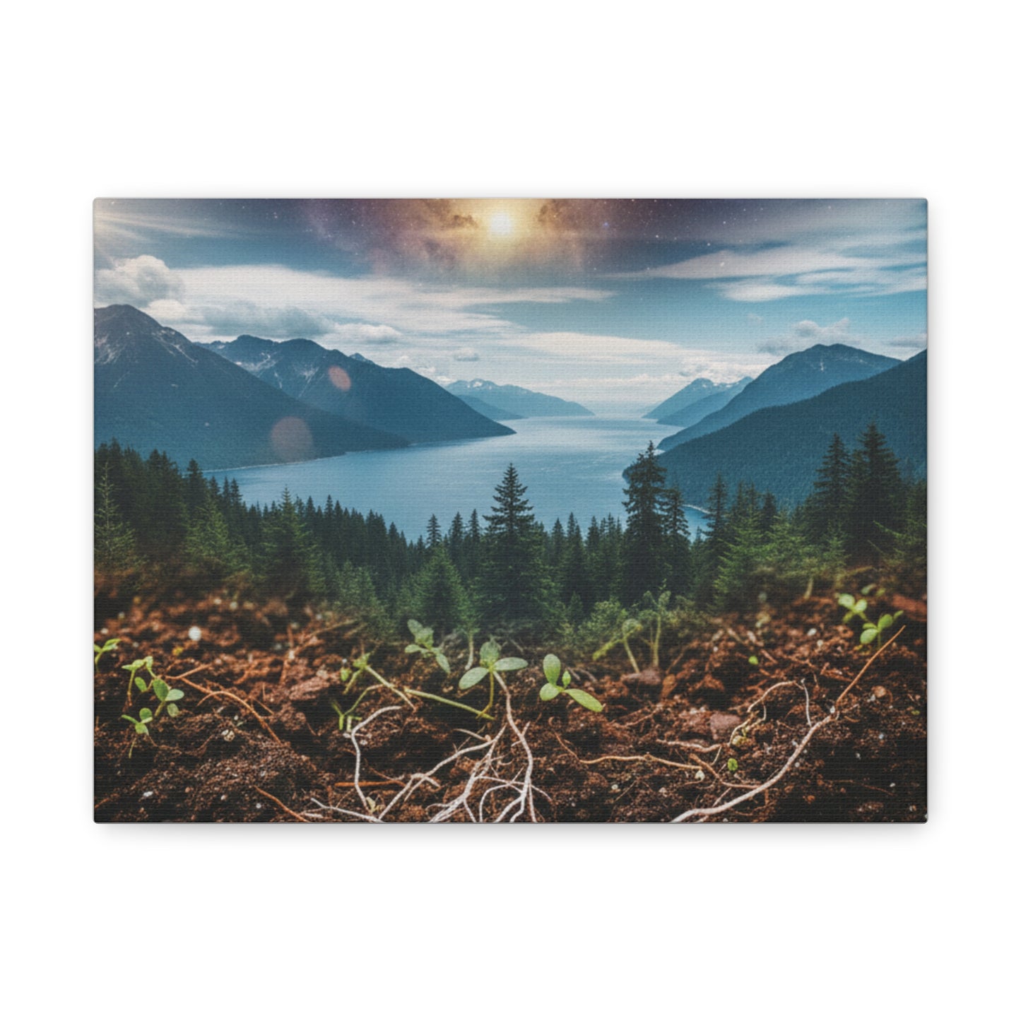 Mountain Lake Landscape Matte Canvas Print — Stretched Wall Art