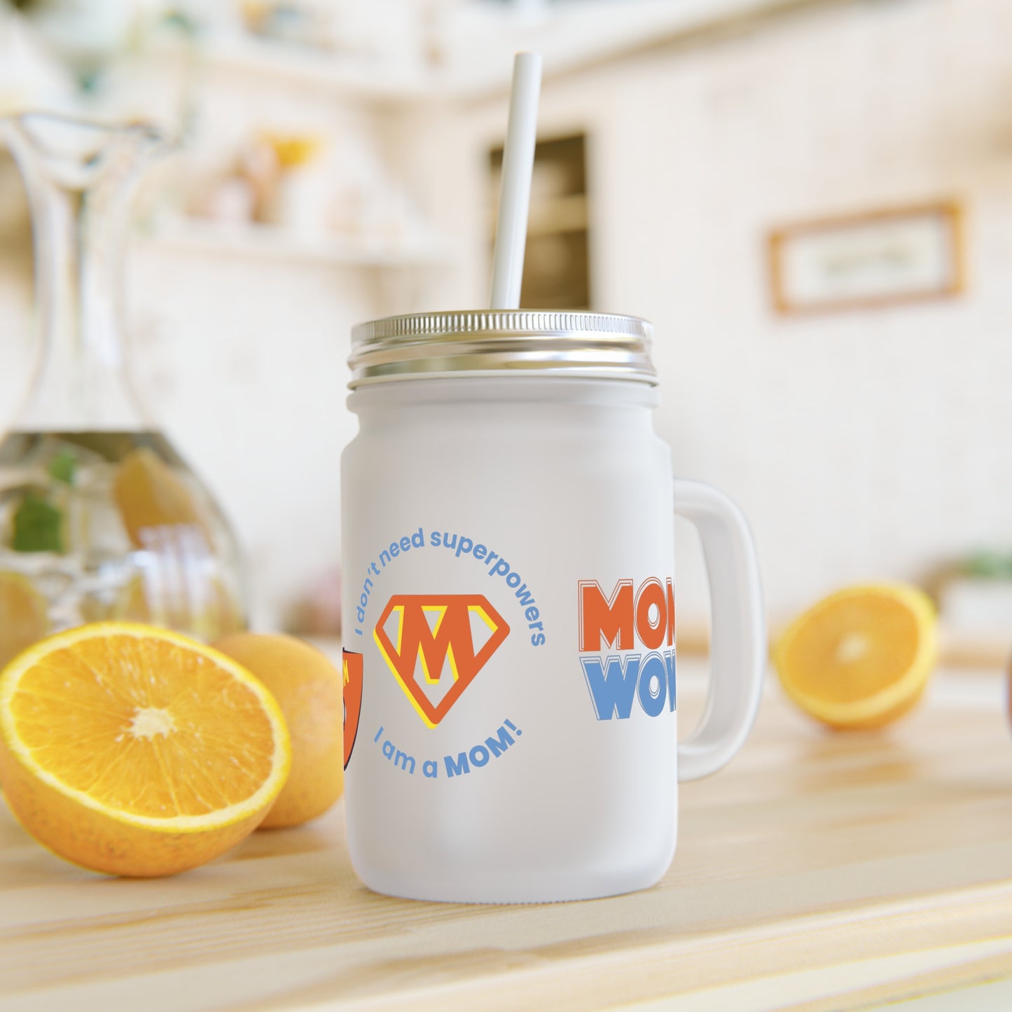 Super Mom Mason Jar with Straw