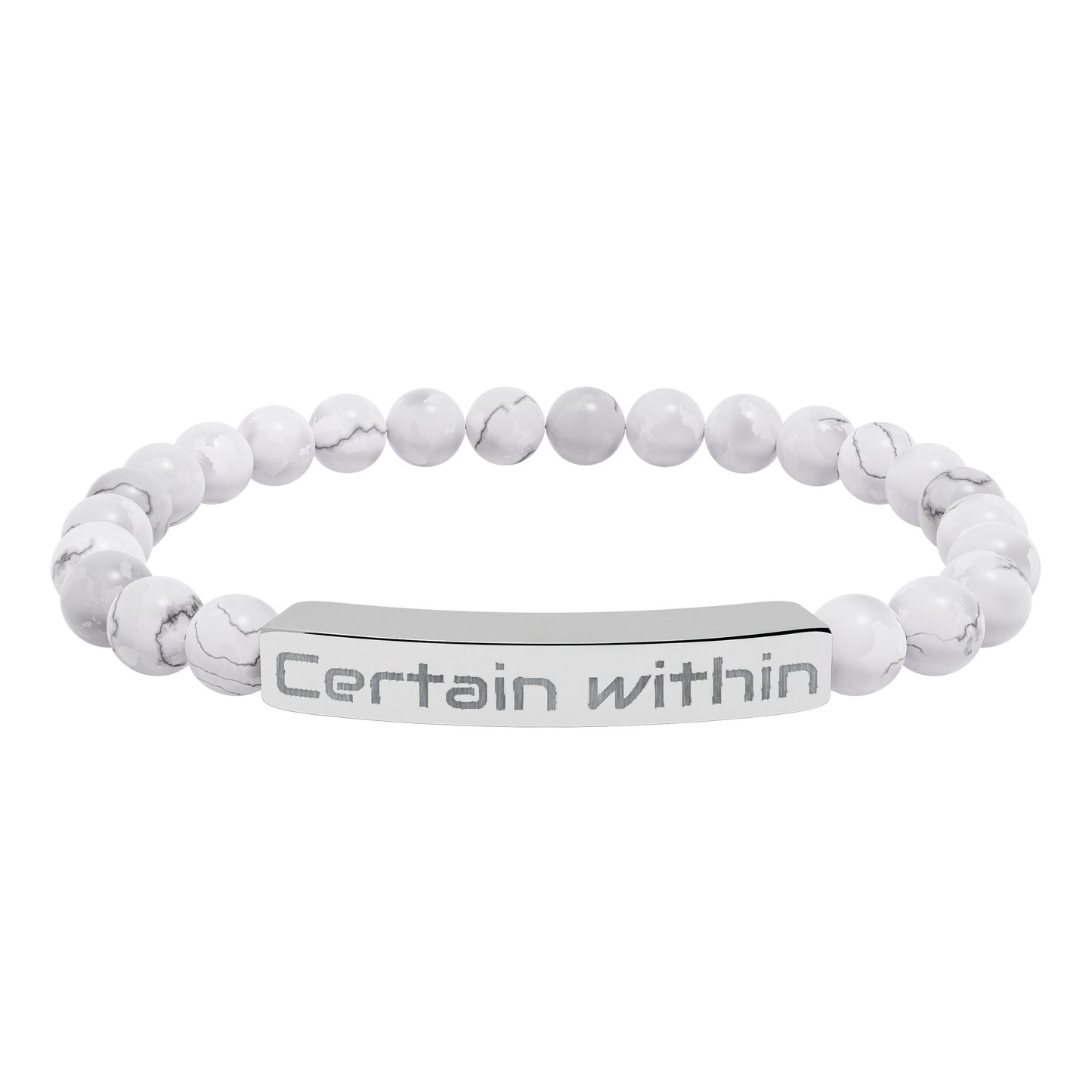 Engraved 'Certain Within' Natural Stone Stretch Bracelet — Beaded Bar Bracelet for Women & Men