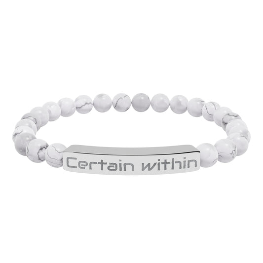 Engraved 'Certain Within' Natural Stone Stretch Bracelet — Beaded Bar Bracelet for Women & Men