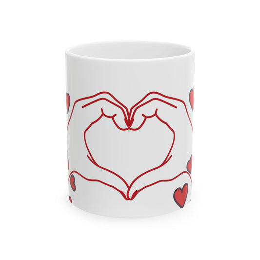 Heart Hands Ceramic Mug