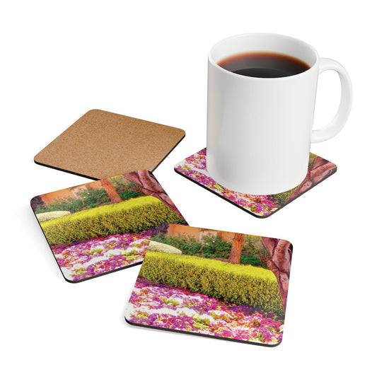 Floral Corkwood Coaster Set