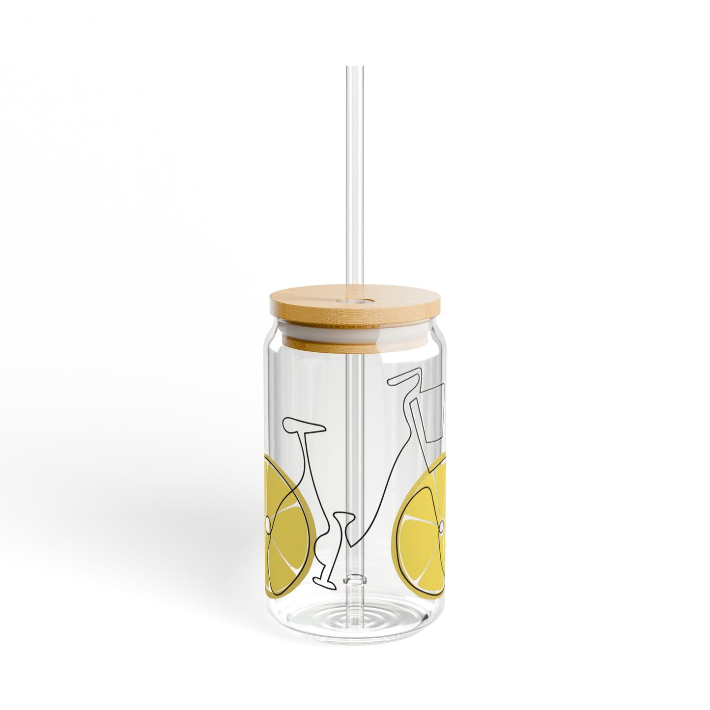Lemon Sipper Glass with Bamboo Lid, 16oz