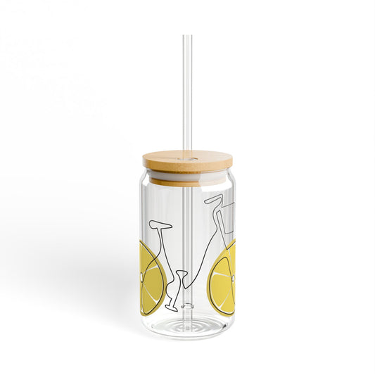 Lemon Sipper Glass with Bamboo Lid, 16oz