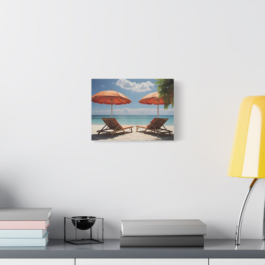 Peaceful moments Canvas Print - Tropical Umbrellas & Loungers Matte Stretched Wall Art