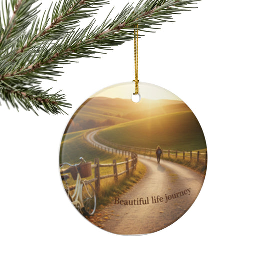 Beautiful Life Journey Ceramic Ornament — Inspirational Scenic Holiday Decor