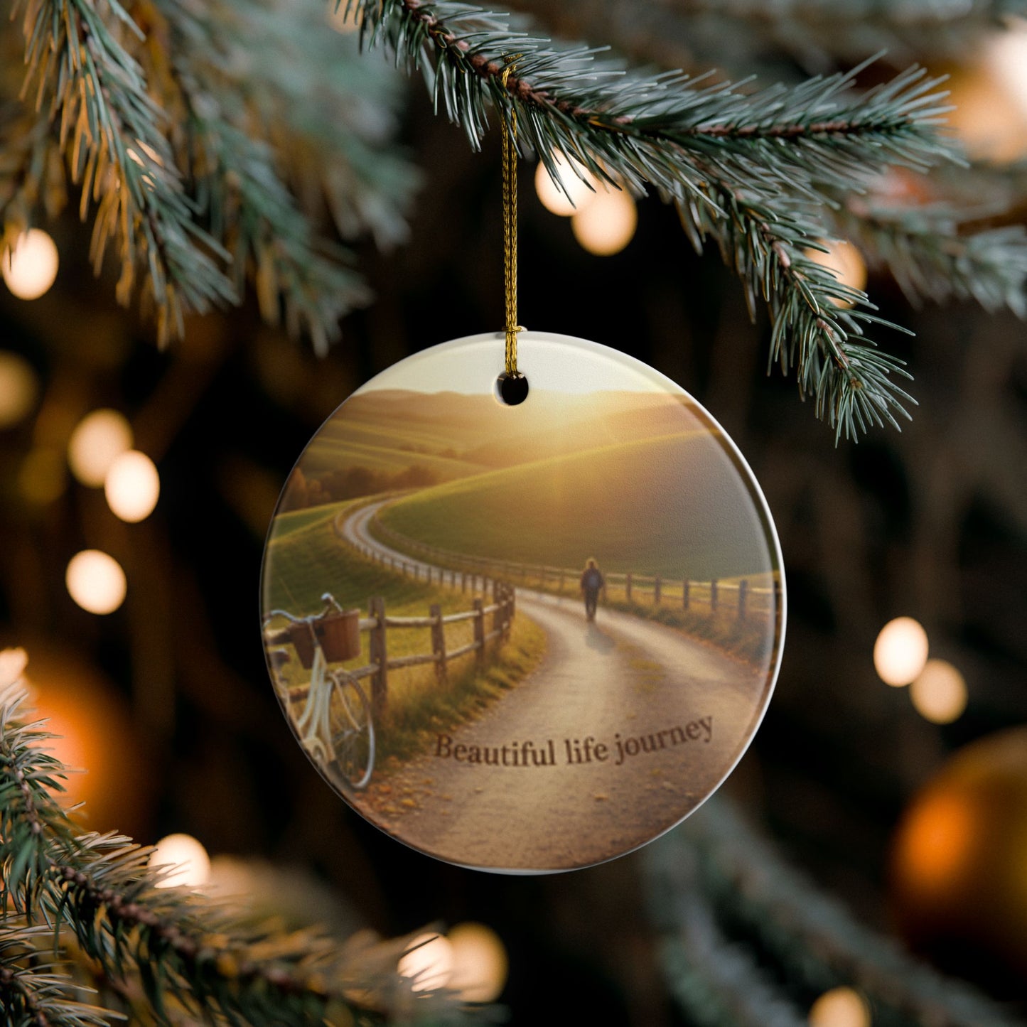 Beautiful Life Journey Ceramic Ornament — Inspirational Scenic Holiday Decor
