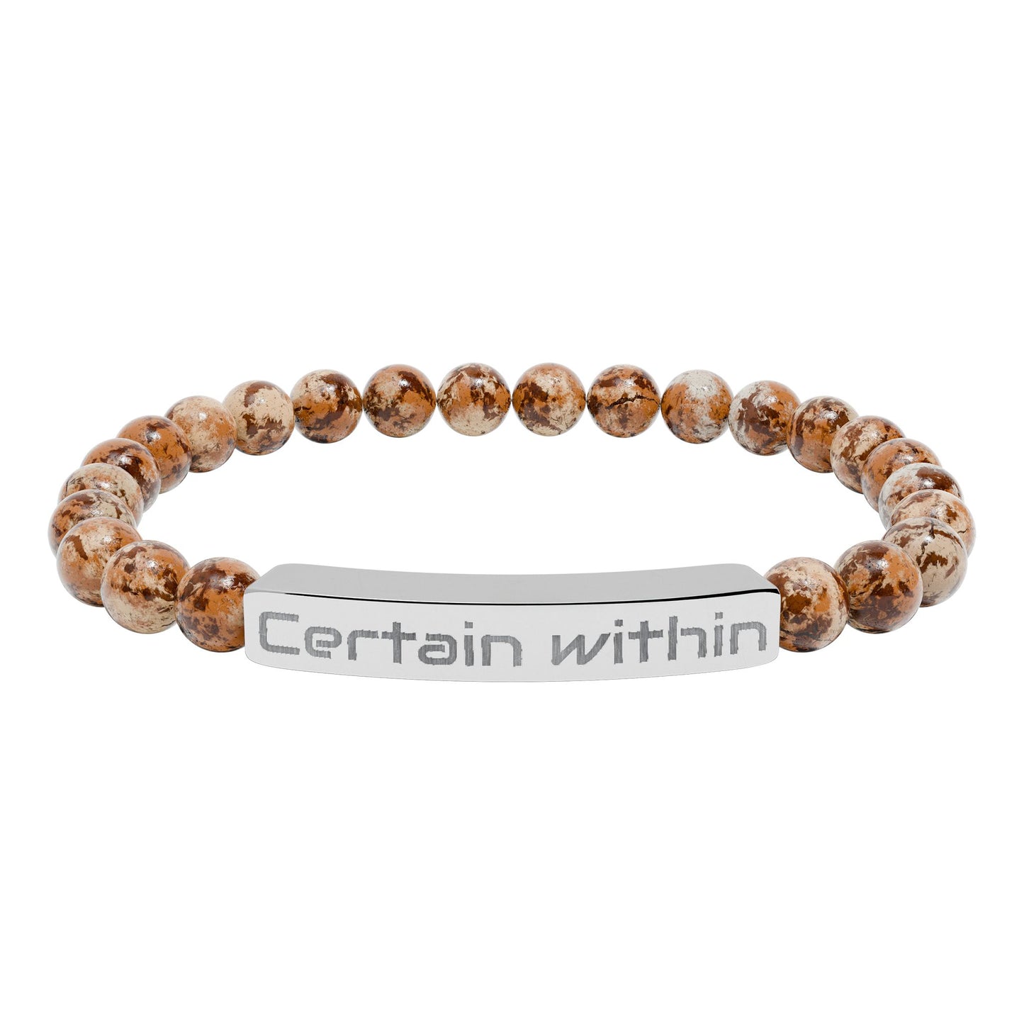Engraved 'Certain Within' Natural Stone Stretch Bracelet — Beaded Bar Bracelet for Women & Men