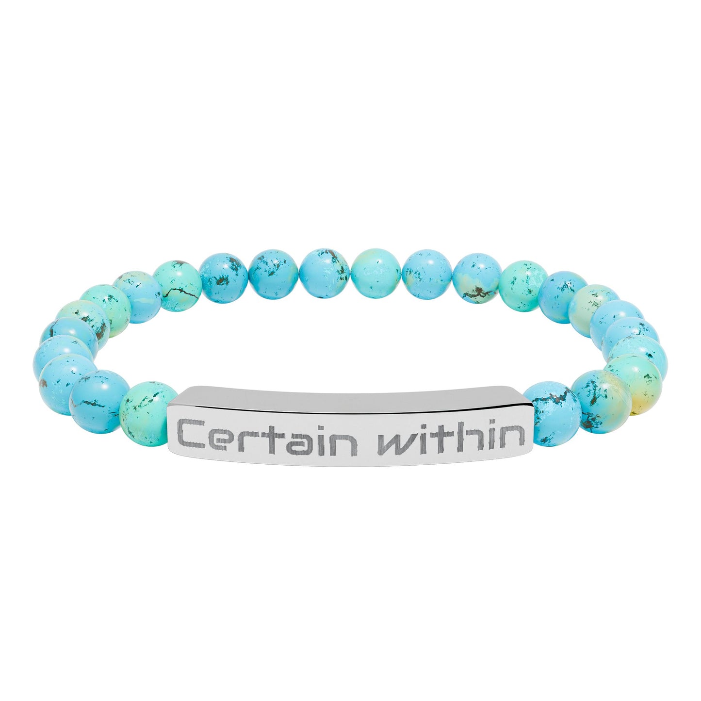 Engraved 'Certain Within' Natural Stone Stretch Bracelet — Beaded Bar Bracelet for Women & Men