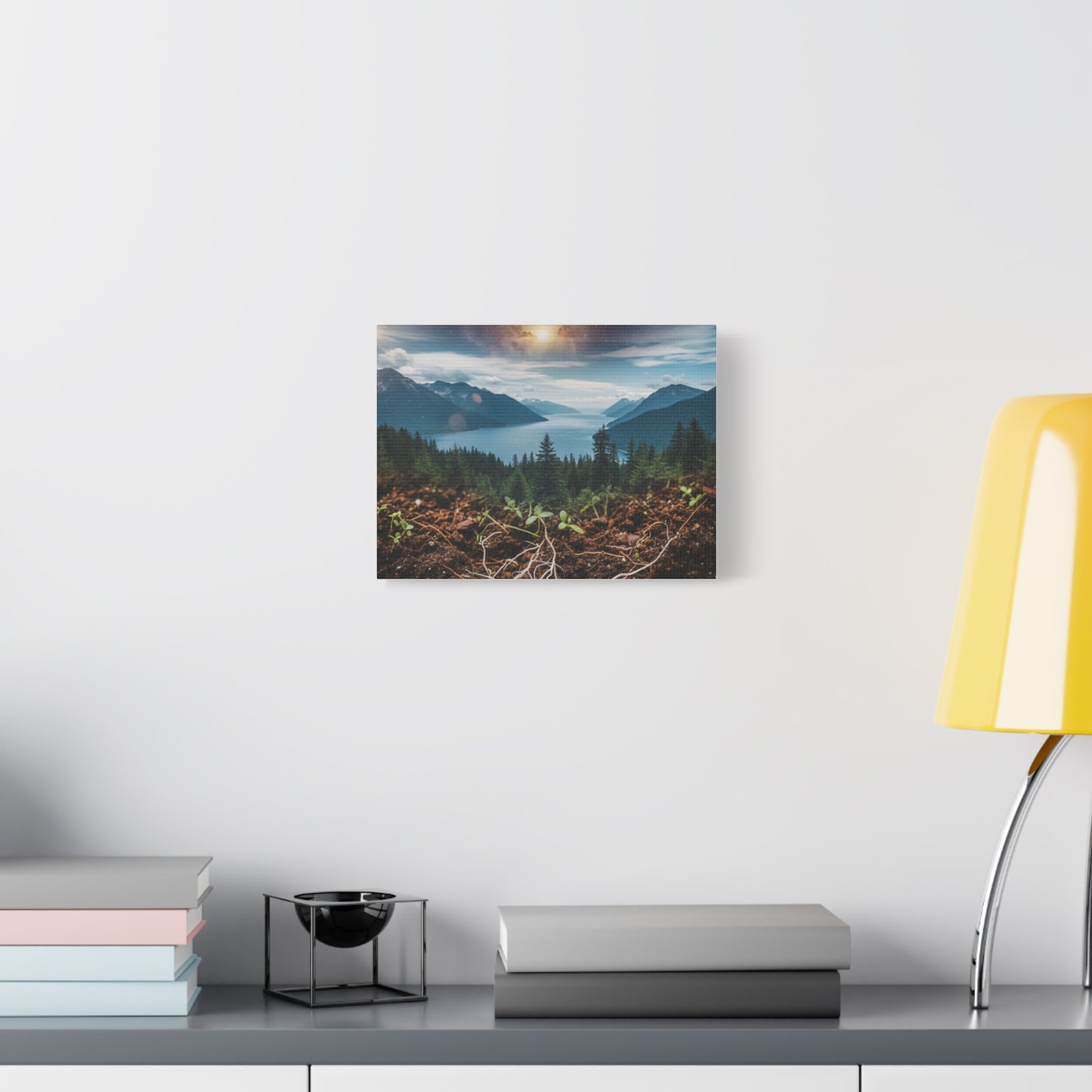 Mountain Lake Landscape Matte Canvas Print — Stretched Wall Art